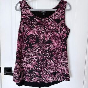 Le Chateau Pink and Black Patterned Blouse